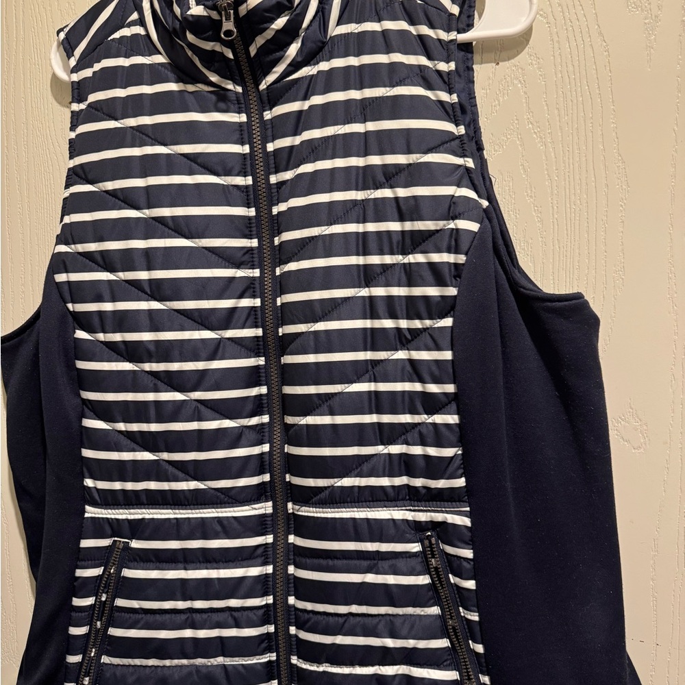 Maurices Navy and White Striped Quilted Vest - Picture 3 of 4